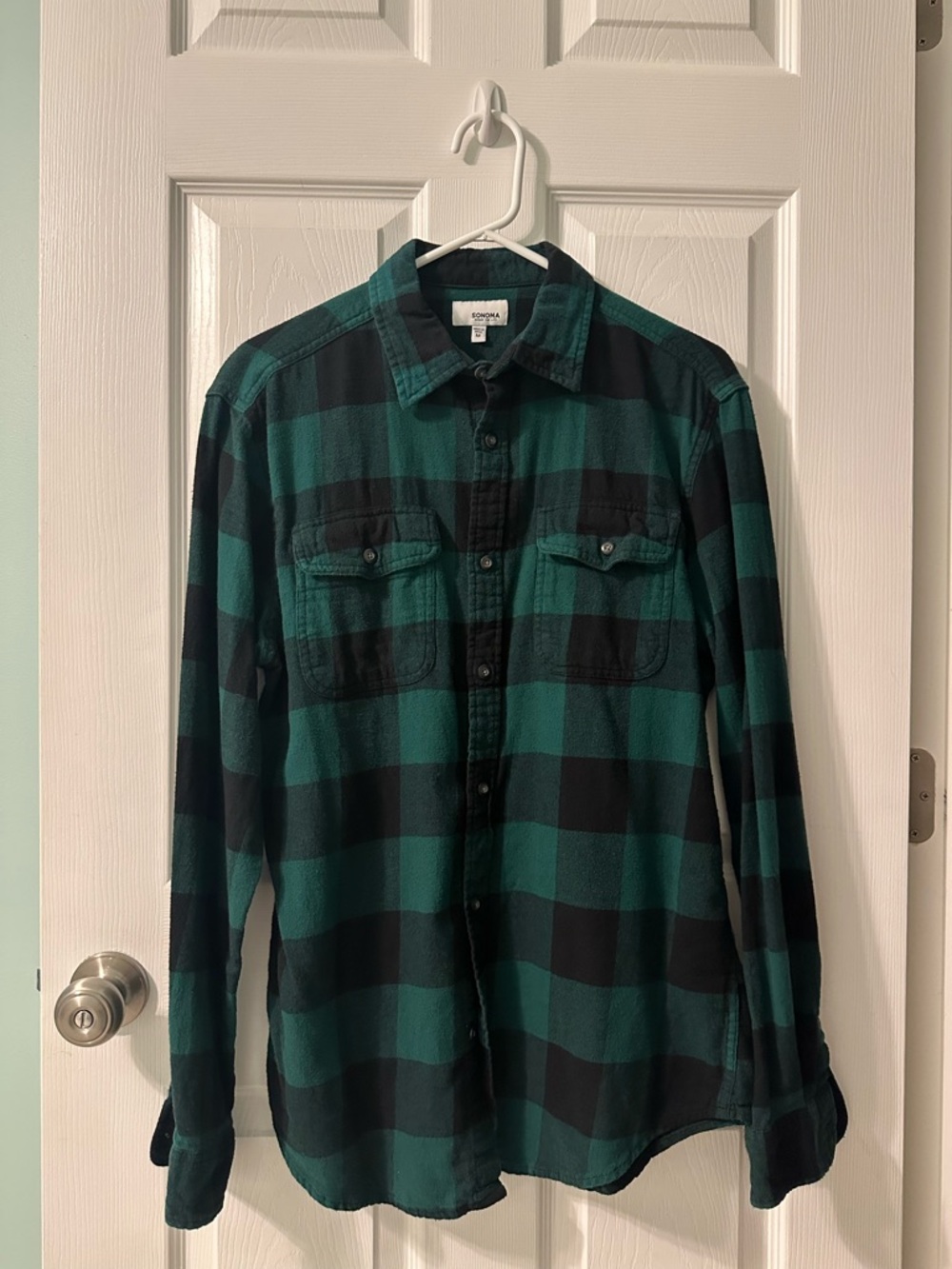 Men's Green & Black Plaid Flannel Shirt